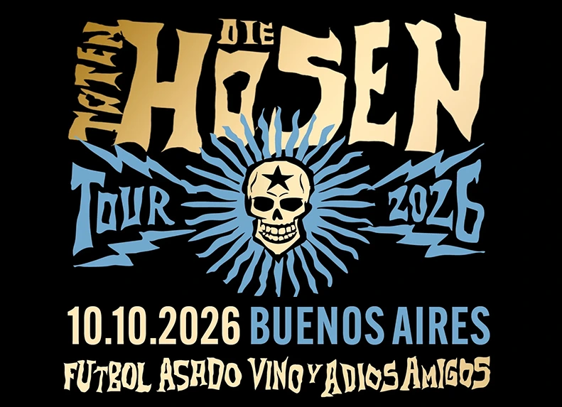 Graphic editorial thumbnail for Die Toten Hosen live review at Movistar Arena, October 10, 2026